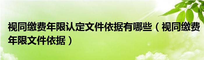 视同缴费年限认定文件依据有哪些（视同缴费年限文件依据）