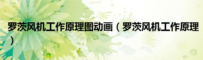 罗茨风机工作原理图动画（罗茨风机工作原理）