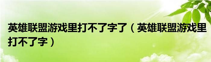 英雄联盟游戏里打不了字了（英雄联盟游戏里打不了字）