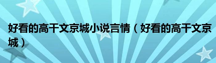 好看的高干文京城小说言情（好看的高干文京城）