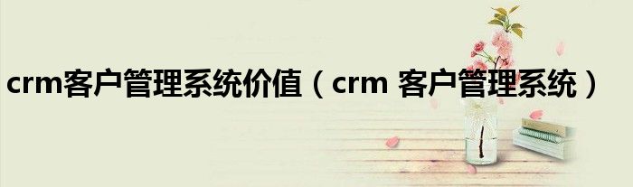 crm客户管理系统价值（crm 客户管理系统）
