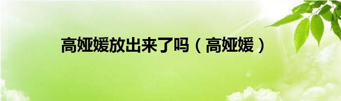 高娅媛放出来了吗（高娅媛）