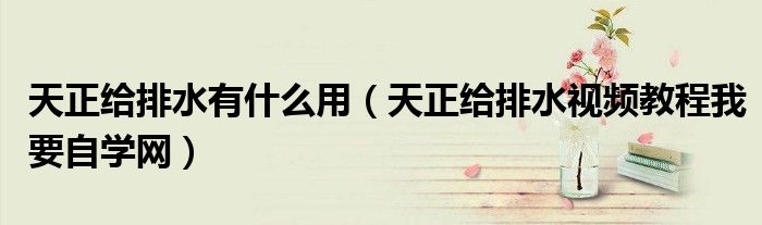 天正给排水有什么用（天正给排水视频教程我要自学网）