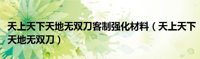 天上天下天地无双刀客制强化材料（天上天下天地无双刀）