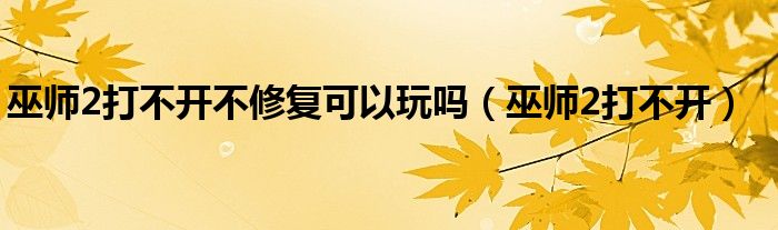 巫师2打不开不修复可以玩吗（巫师2打不开）