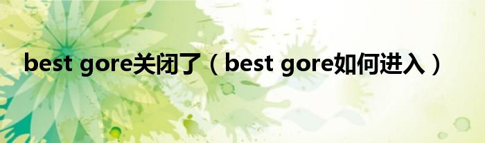 best gore关闭了（best gore如何进入）