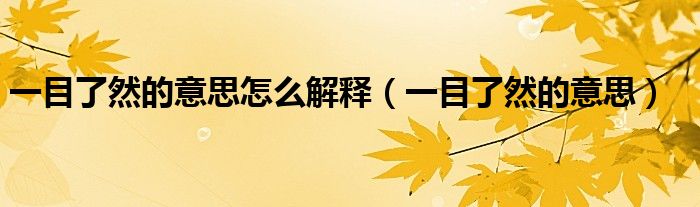 一目了然的意思怎么解释（一目了然的意思）