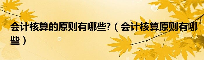 会计核算的原则有哪些?（会计核算原则有哪些）