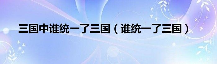 三国中谁统一了三国（谁统一了三国）