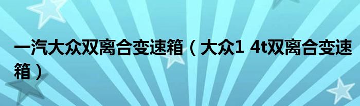 一汽大众双离合变速箱（大众1 4t双离合变速箱）