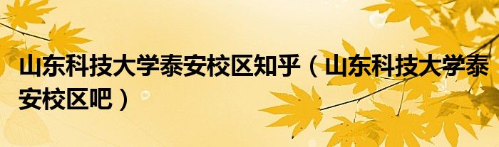 山东科技大学泰安校区知乎（山东科技大学泰安校区吧）