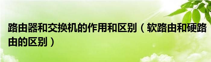 路由器和交换机的作用和区别（软路由和硬路由的区别）