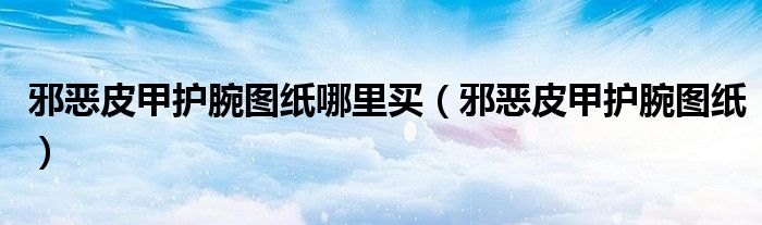 邪恶皮甲护腕图纸哪里买（邪恶皮甲护腕图纸）