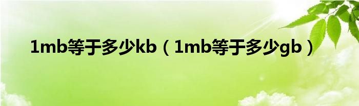 1mb等于多少kb（1mb等于多少gb）
