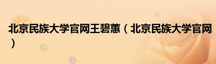 北京民族大学官网王碧蕙（北京民族大学官网）