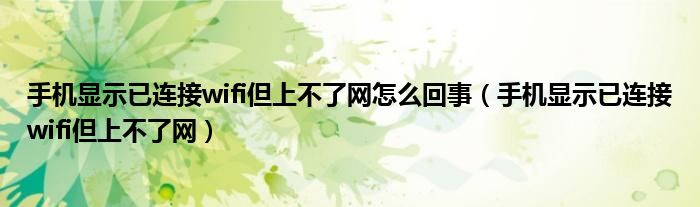 手机显示已连接wifi但上不了网怎么回事（手机显示已连接wifi但上不了网）
