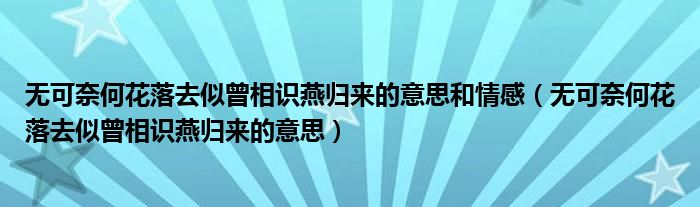 无可奈何花落去似曾相识燕归来的意思和情感（无可奈何花落去似曾相识燕归来的意思）
