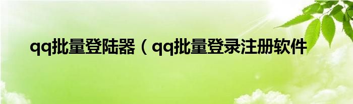 qq批量登陆器（qq批量登录注册软件