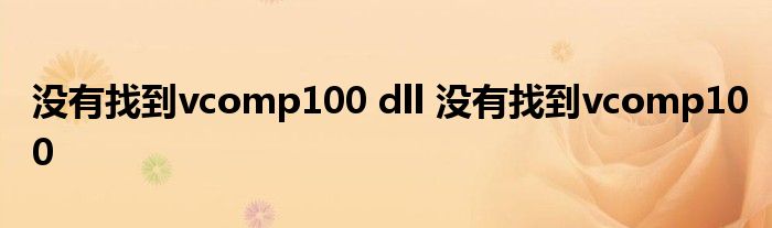 没有找到vcomp100 dll 没有找到vcomp100