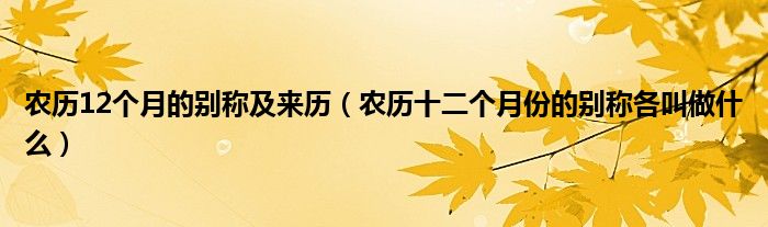 农历12个月的别称及来历（农历十二个月份的别称各叫做什么）
