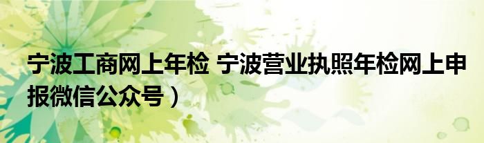 宁波工商网上年检 宁波营业执照年检网上申报微信公众号）