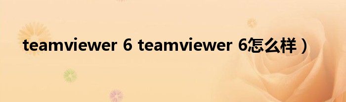 teamviewer 6 teamviewer 6怎么样）