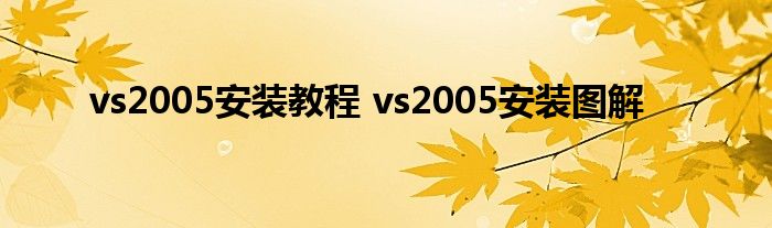 vs2005安装教程 vs2005安装图解