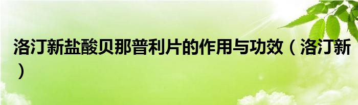 洛汀新盐酸贝那普利片的作用与功效（洛汀新）