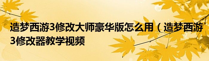 造梦西游3修改大师豪华版怎么用（造梦西游3修改器教学视频