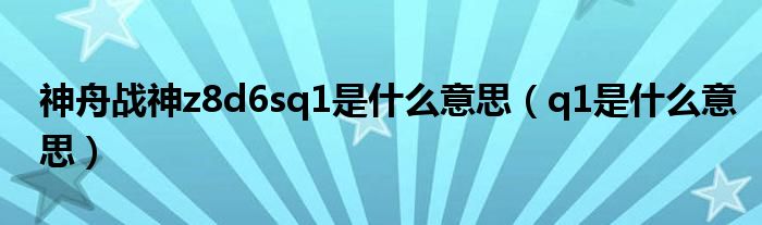 神舟战神z8d6sq1是什么意思（q1是什么意思）