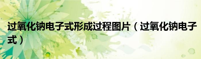 过氧化钠电子式形成过程图片（过氧化钠电子式）