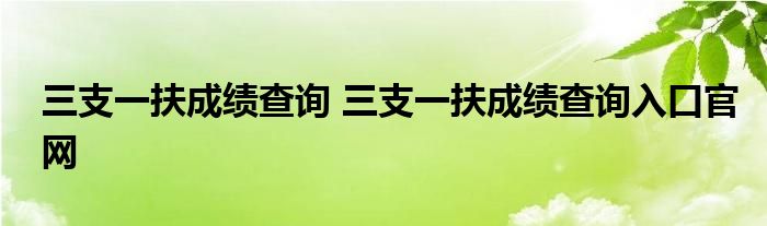 三支一扶成绩查询 三支一扶成绩查询入口官网