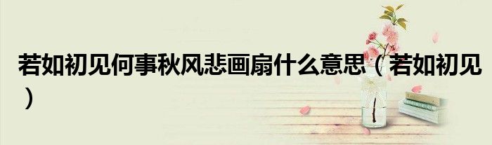 若如初见何事秋风悲画扇什么意思（若如初见）