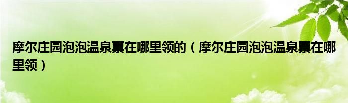摩尔庄园泡泡温泉票在哪里领的（摩尔庄园泡泡温泉票在哪里领）
