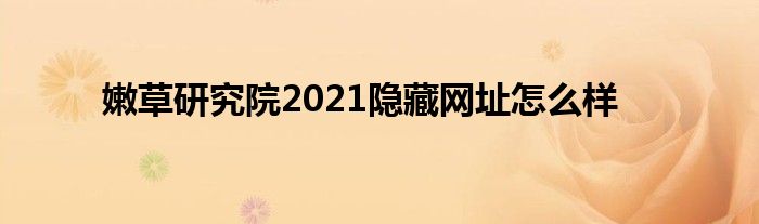 嫩草研究院2021隐藏网址怎么样