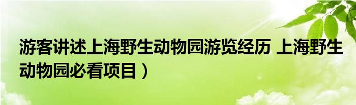 游客讲述上海野生动物园游览经历 上海野生动物园必看项目）