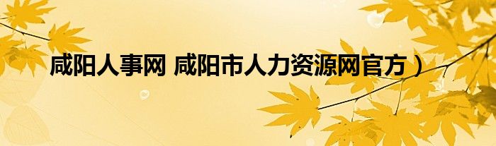 咸阳人事网 咸阳市人力资源网官方）