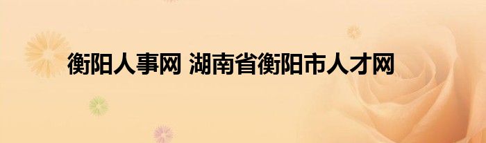 衡阳人事网 湖南省衡阳市人才网