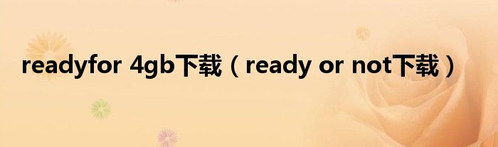 readyfor 4gb下载（ready or not下载）