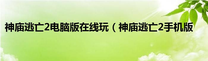 神庙逃亡2电脑版在线玩（神庙逃亡2手机版