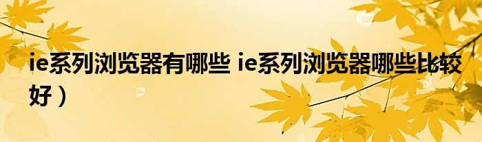 ie系列浏览器有哪些 ie系列浏览器哪些比较好）