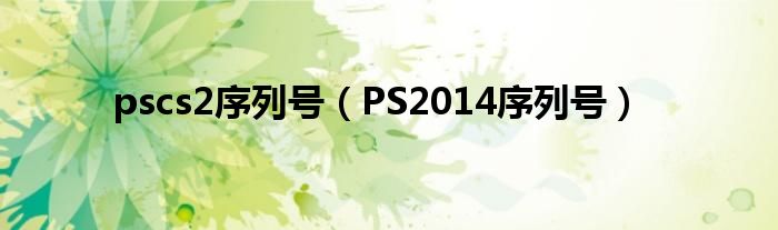 pscs2序列号（PS2014序列号）