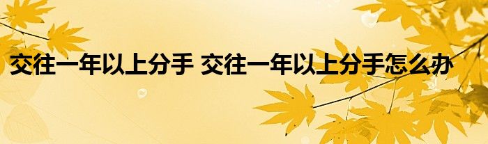 交往一年以上分手 交往一年以上分手怎么办