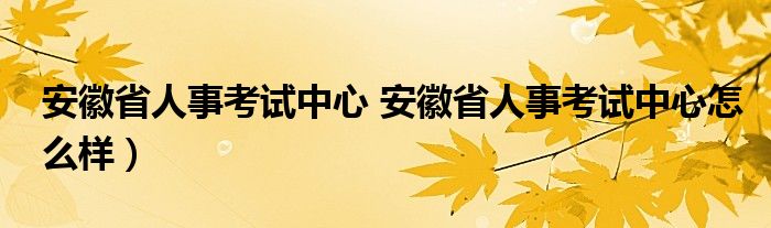 安徽省人事考试中心 安徽省人事考试中心怎么样）