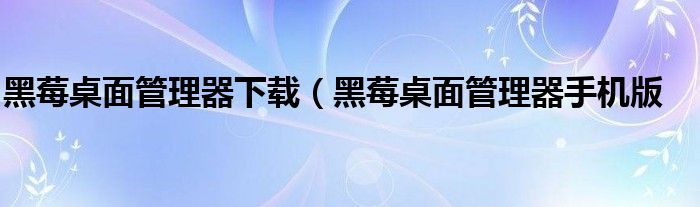 黑莓桌面管理器下载（黑莓桌面管理器手机版