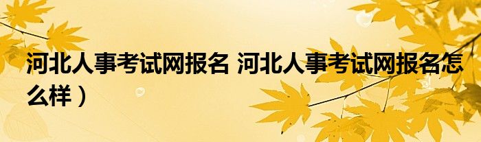 河北人事考试网报名 河北人事考试网报名怎么样）