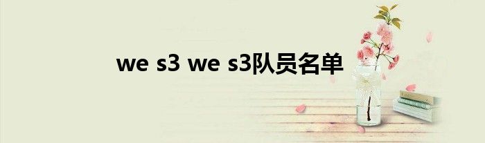 we s3 we s3队员名单