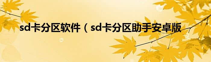 sd卡分区软件（sd卡分区助手安卓版