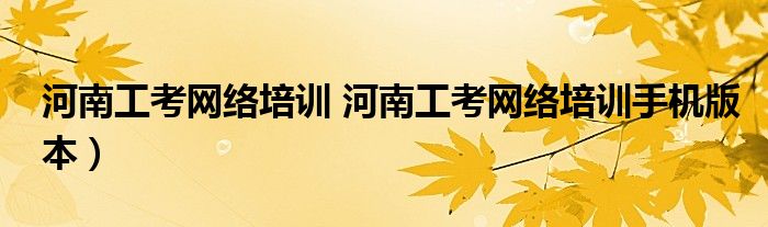 河南工考网络培训 河南工考网络培训手机版本）