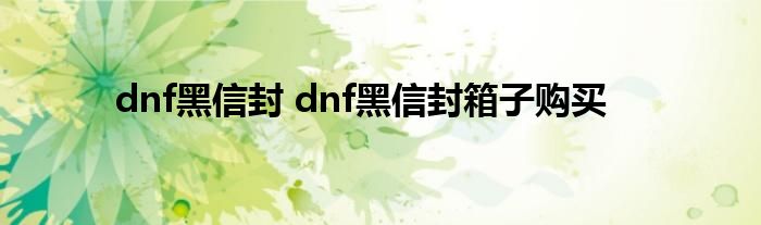 dnf黑信封 dnf黑信封箱子购买